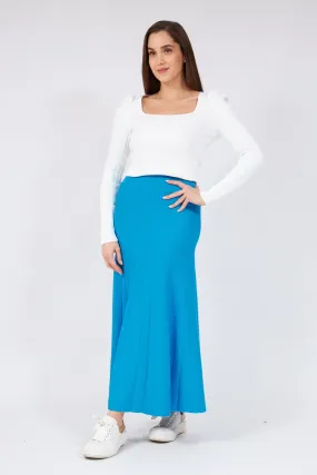 Turquoise Thick Corduroy Knit Skirt