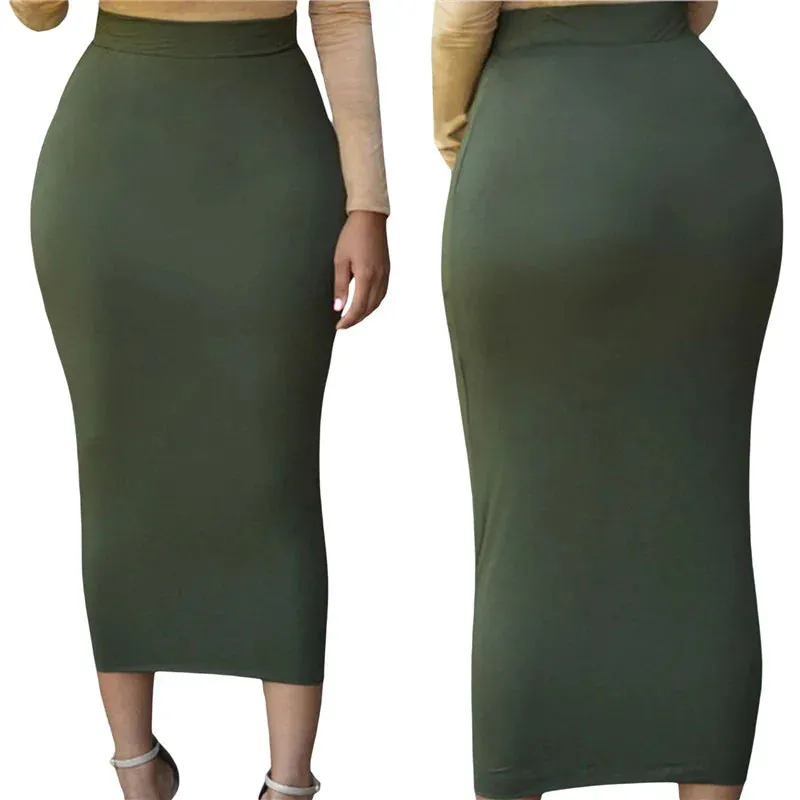 Uniwim 2024 Brand New Muslim Thick Solid Skirt Bodycon Slim High Waist Stretch Long Women Pencil Skirt