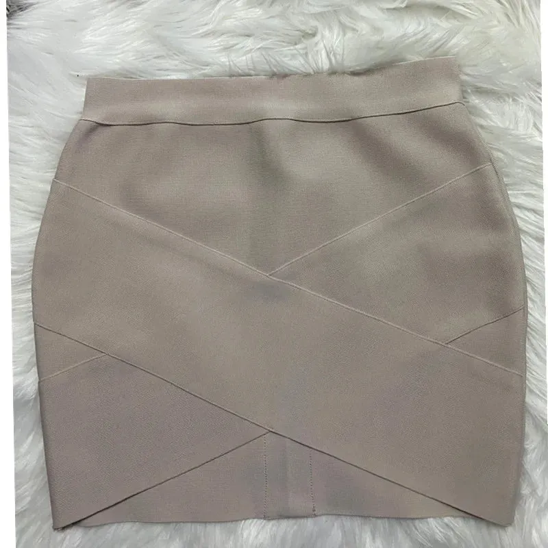 Uniwim Ladies High Quality Rayon Black Thick Rayon Pencil Bandage Skirt Cute Mini Skirt