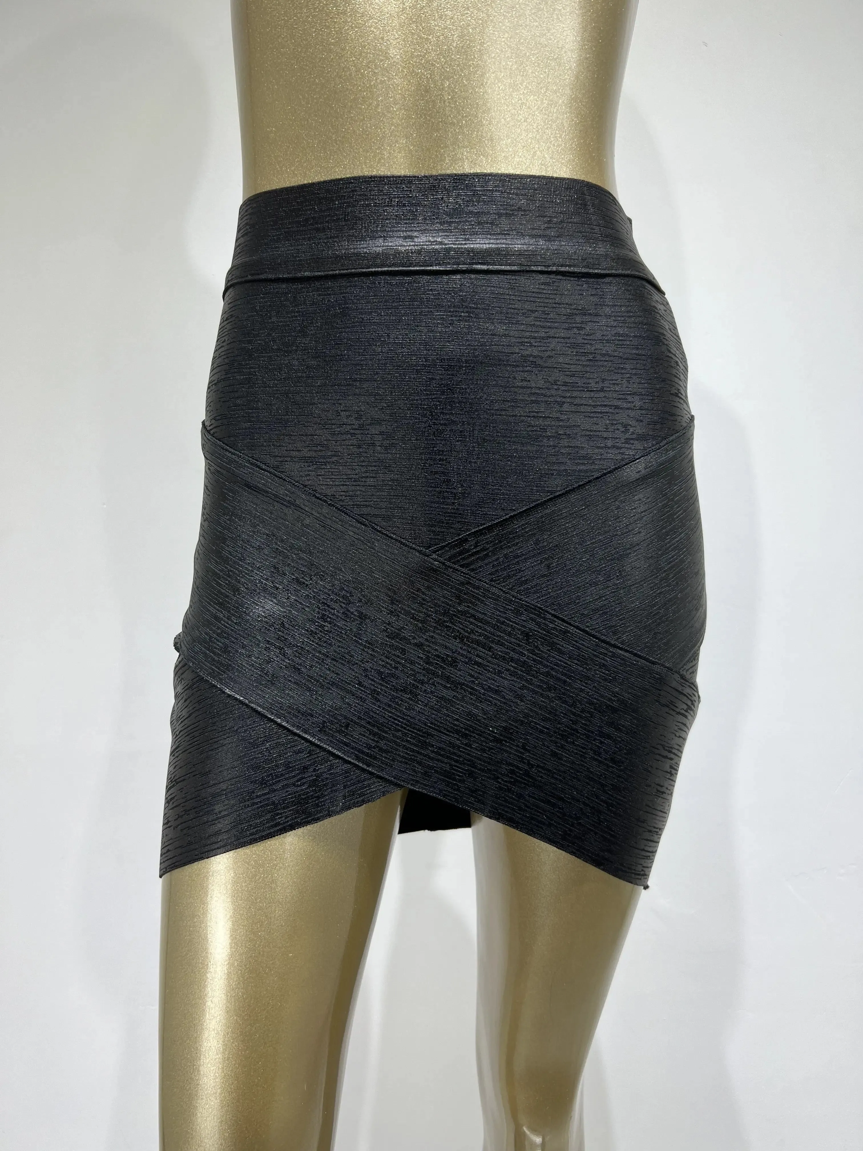 Uniwim Ladies High Quality Rayon Black Thick Rayon Pencil Bandage Skirt Cute Mini Skirt