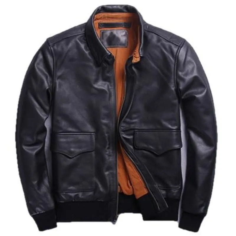 US A2 Flight Mens Bomber Genuine Leather Jacket