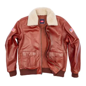 US Flag Flight Mens Pilot Leather Jacket