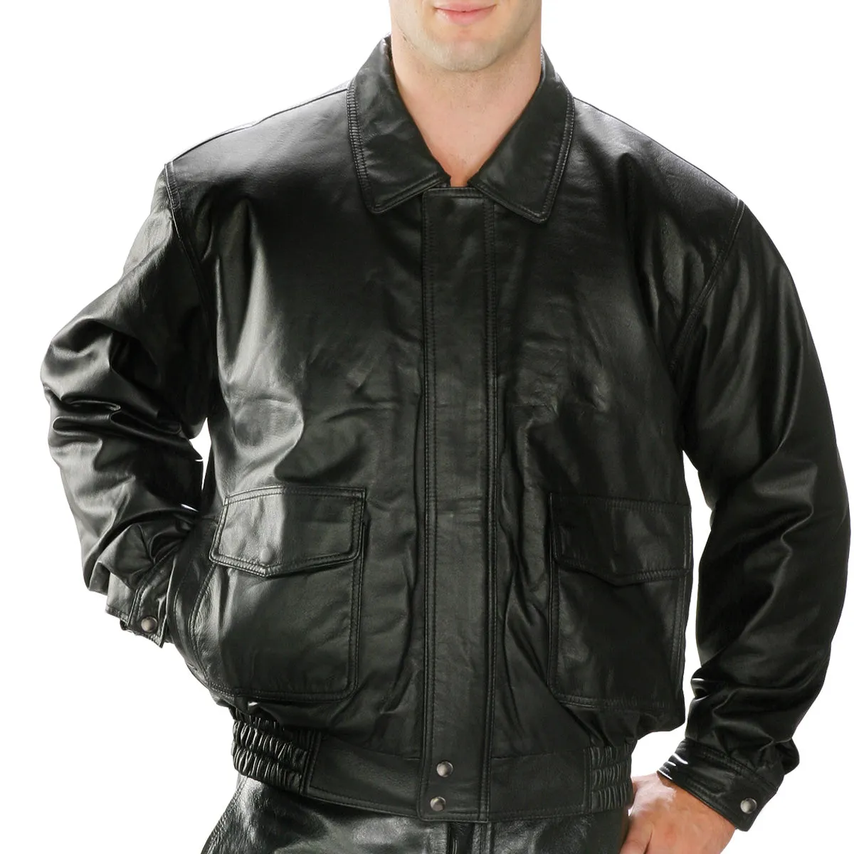 USA Leather 1515 Men's Black 'Classic Aviator' Bomber Leather Jacket