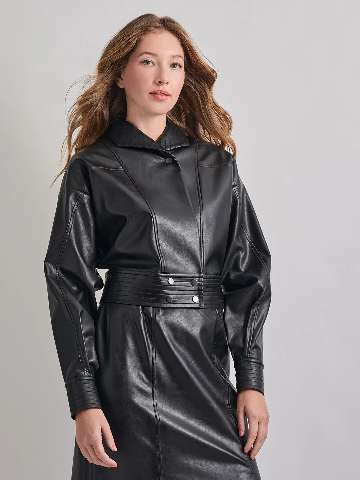 Vegan Leather Cropped Moto Jacket