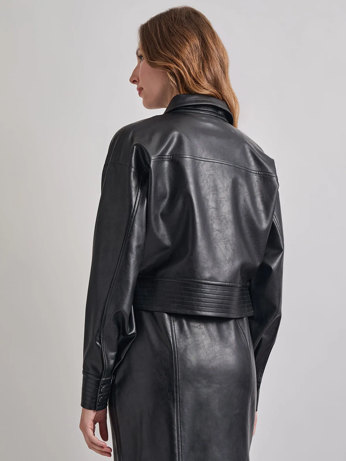 Vegan Leather Cropped Moto Jacket