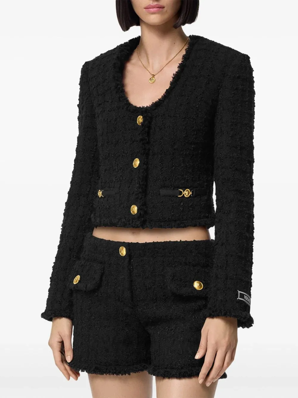 Versace Heritage Tweed Cropped Jacket