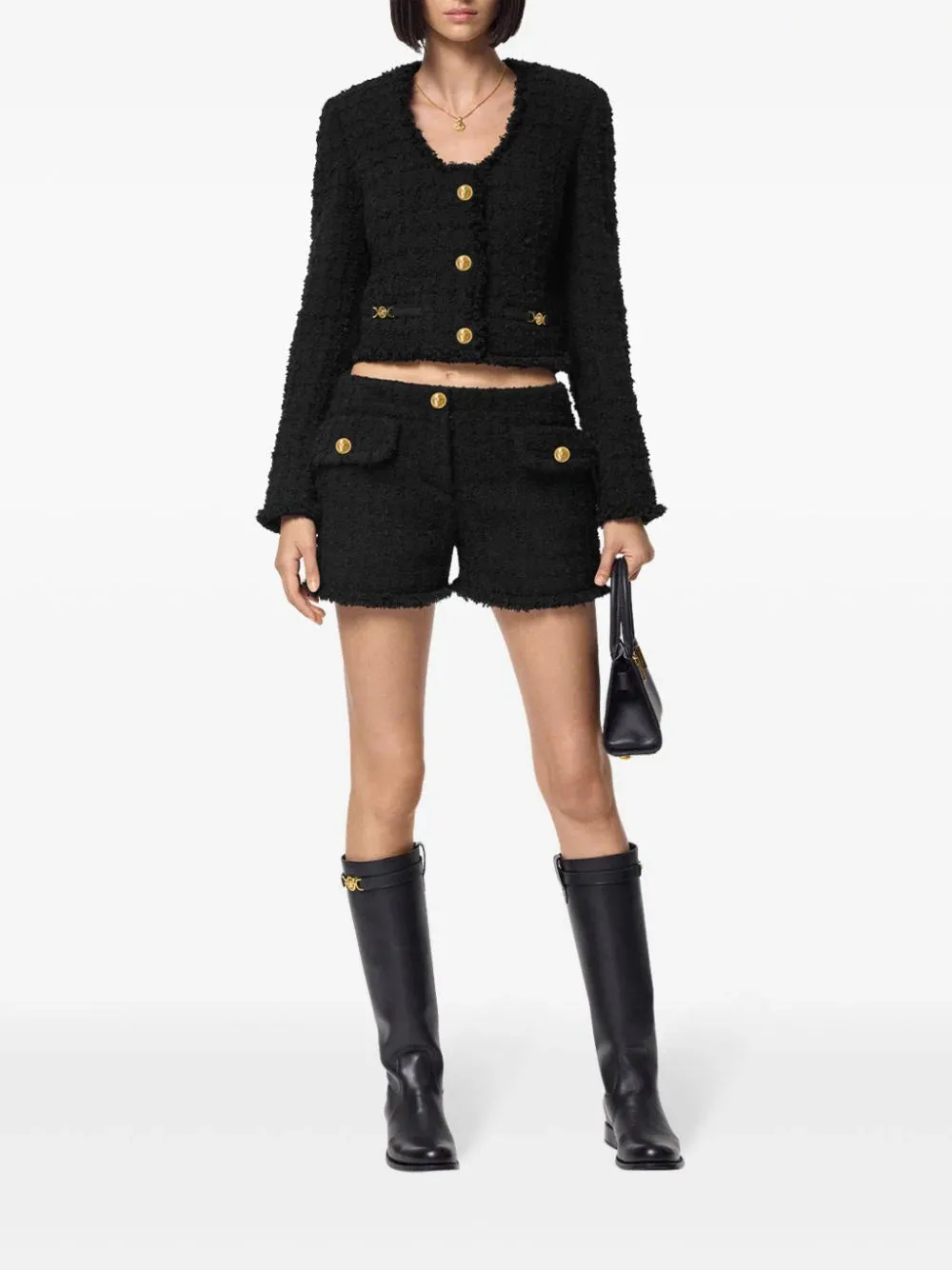 Versace Heritage Tweed Cropped Jacket