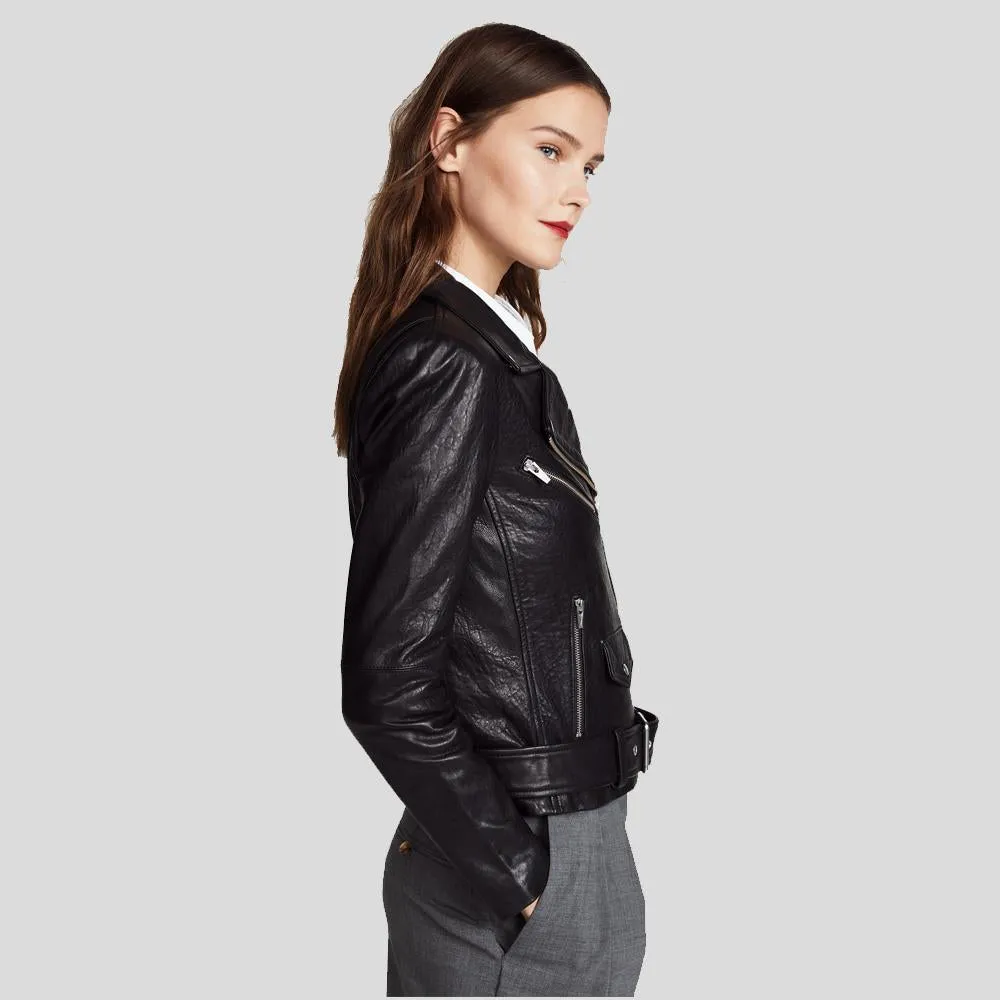 Vienna Black Biker Leather Jacket