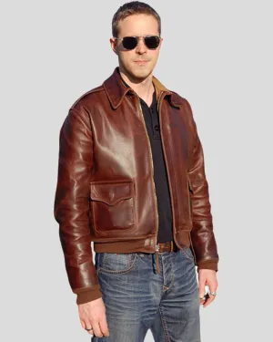 Vintage A-2 Bomber Jacket in Brown Oil Pull-Up Leather - Classic Aviator Style