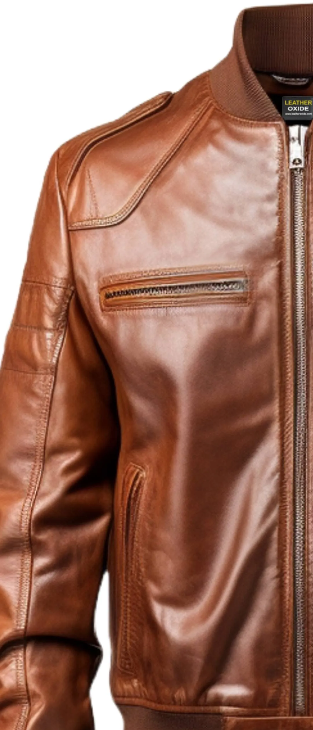 Vintage Brown Genuine Leather Bomber Jacket