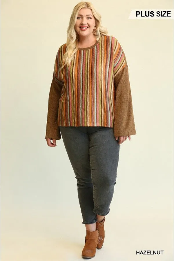 Vivid Stripes Knit Loose Top Voluptuous ( ) Plus Size- 3 colors - Ships from The US