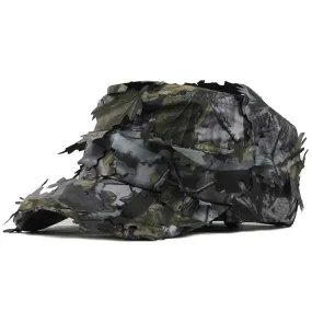 Washed Cotton Camouflage Leaf Military Flat Cap