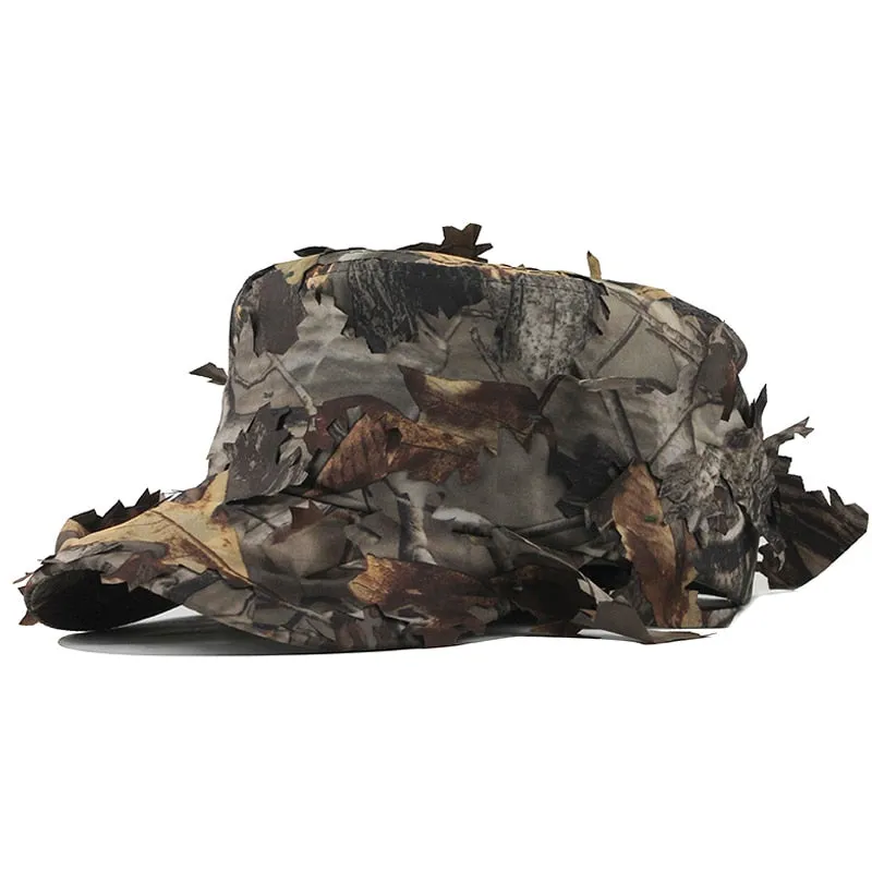 Washed Cotton Camouflage Leaf Military Flat Cap