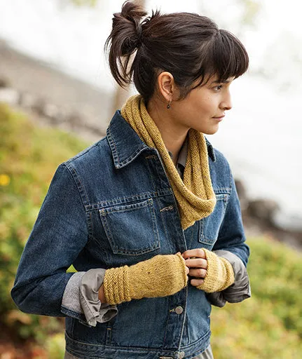 Welted Fingerless Gloves Using Rowan Felted Tweed