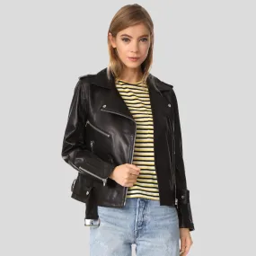 Whitley Black Biker Leather Jacket