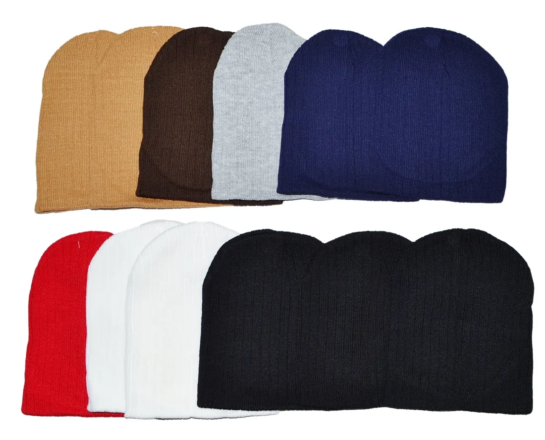 Wholesale Ribbed Knit Solid Short Beanie Hats H8007