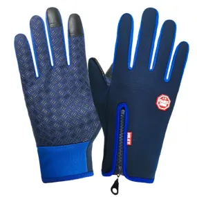 Winter Outdoor Riding Sports Waterproof Touch Screen Glove, Size: M(H043 Blue)