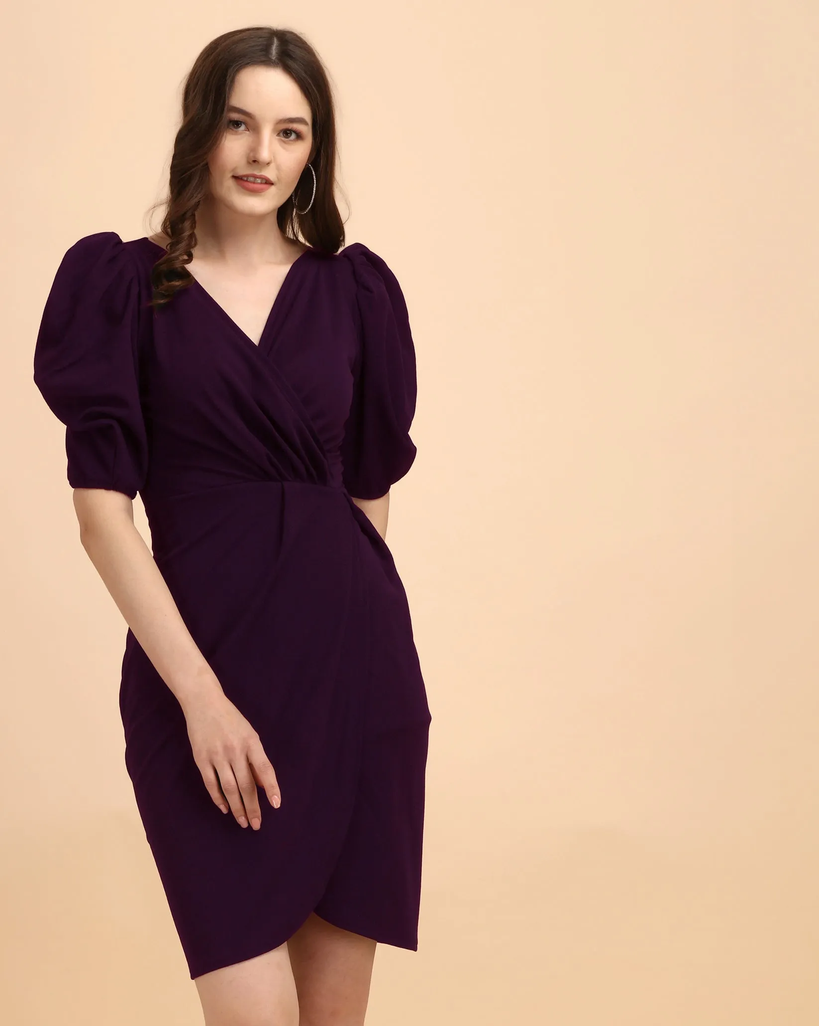 Women Pretty Tulip Hem Wrap Dress