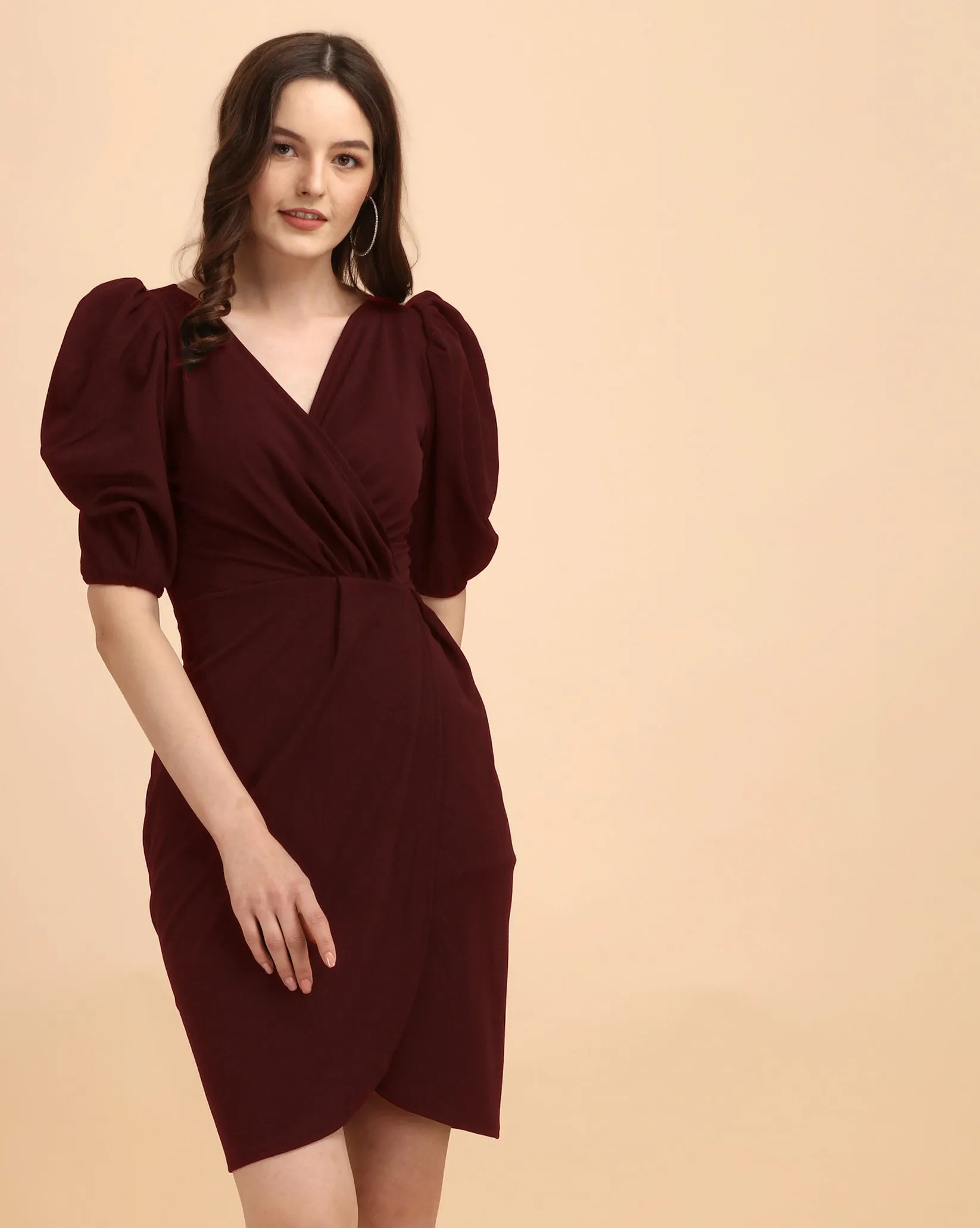 Women Pretty Tulip Hem Wrap Dress