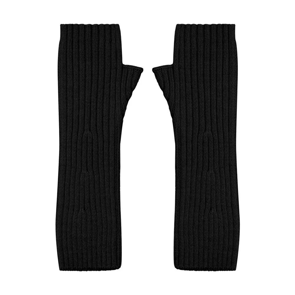 Womens Merino Activewear Ribbed Fingerless Gloves