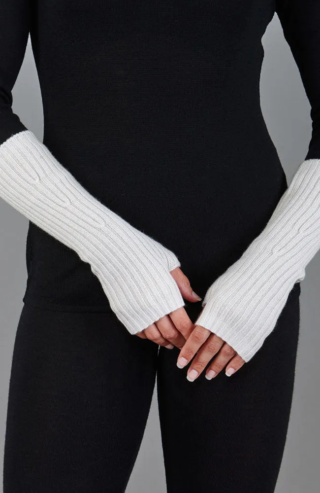 Womens Merino Activewear Ribbed Fingerless Gloves