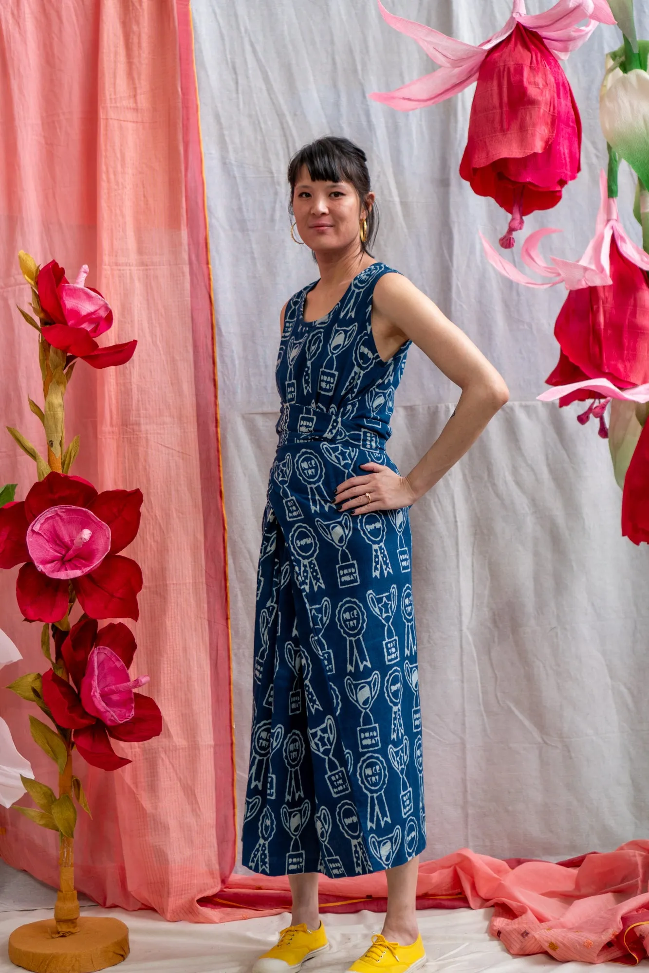 Wrap Dress – Trophy Print Mud Resist Indigo