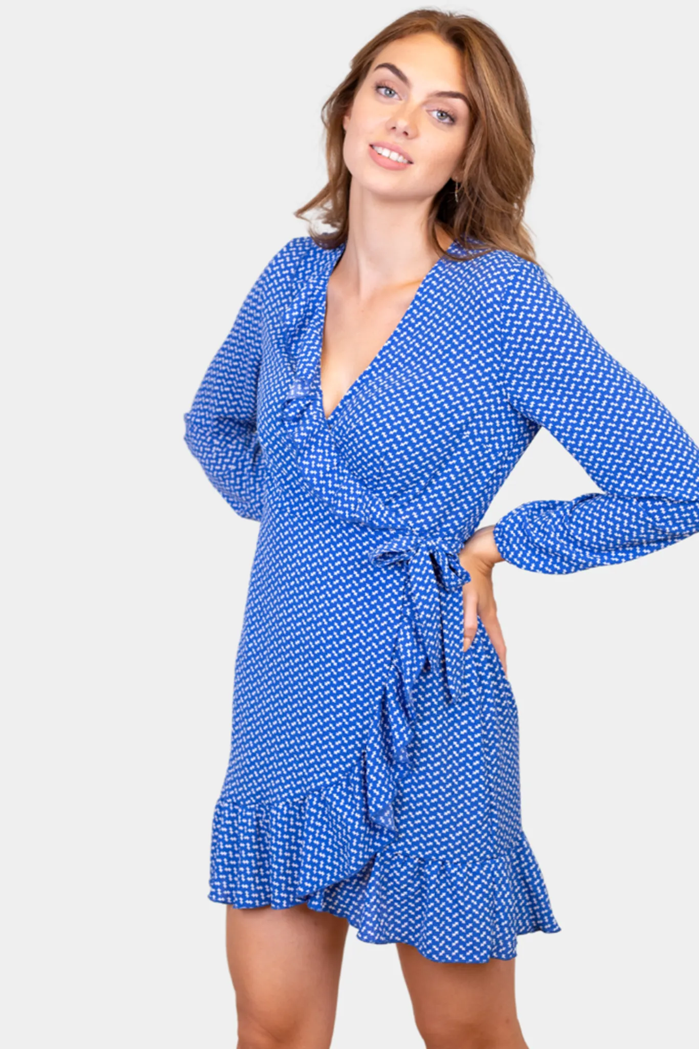 Wrap Ruffle Dress - Nebulas Blue