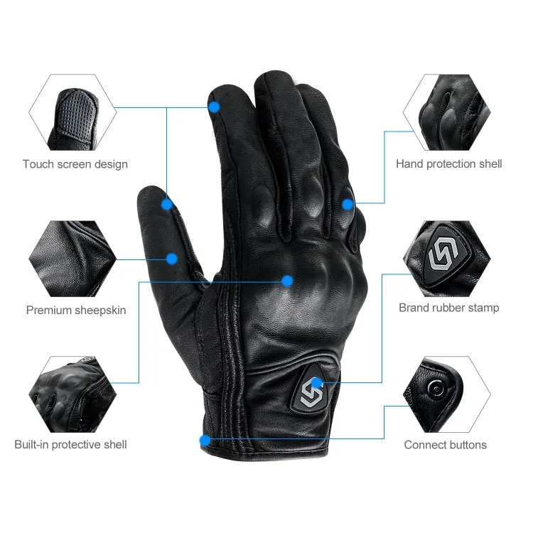 WUPP CS-1047A Motorcycle Racing Cycling Windproof Leather Full Finger Gloves, Size:XXL(Black)