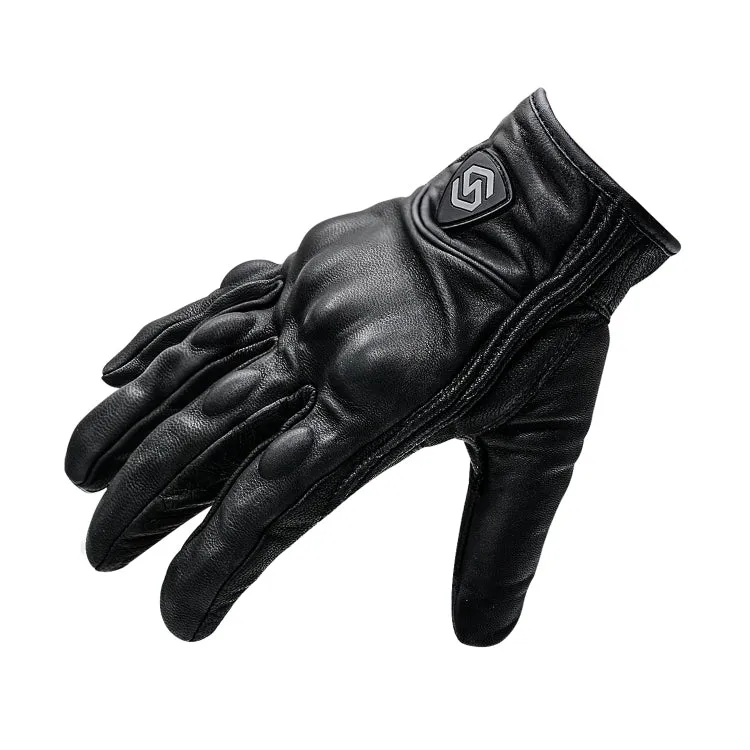 WUPP CS-1047A Motorcycle Racing Cycling Windproof Leather Full Finger Gloves, Size:XXL(Black)