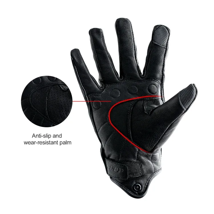 WUPP CS-1047A Motorcycle Racing Cycling Windproof Leather Full Finger Gloves, Size:XXL(Black)