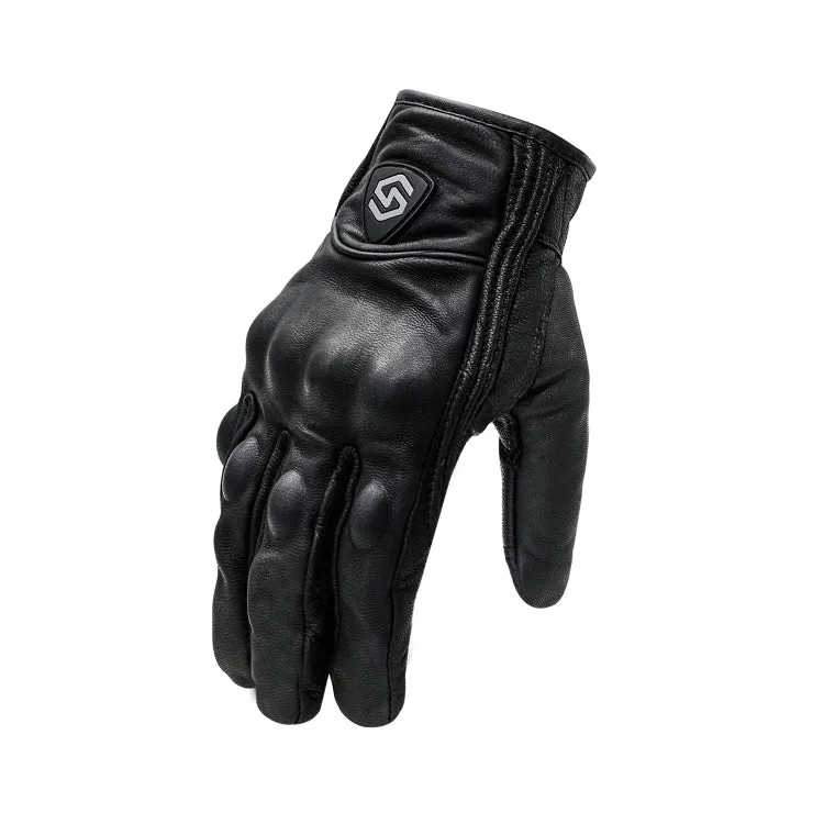 WUPP CS-1047A Motorcycle Racing Cycling Windproof Leather Full Finger Gloves, Size:XXL(Black)