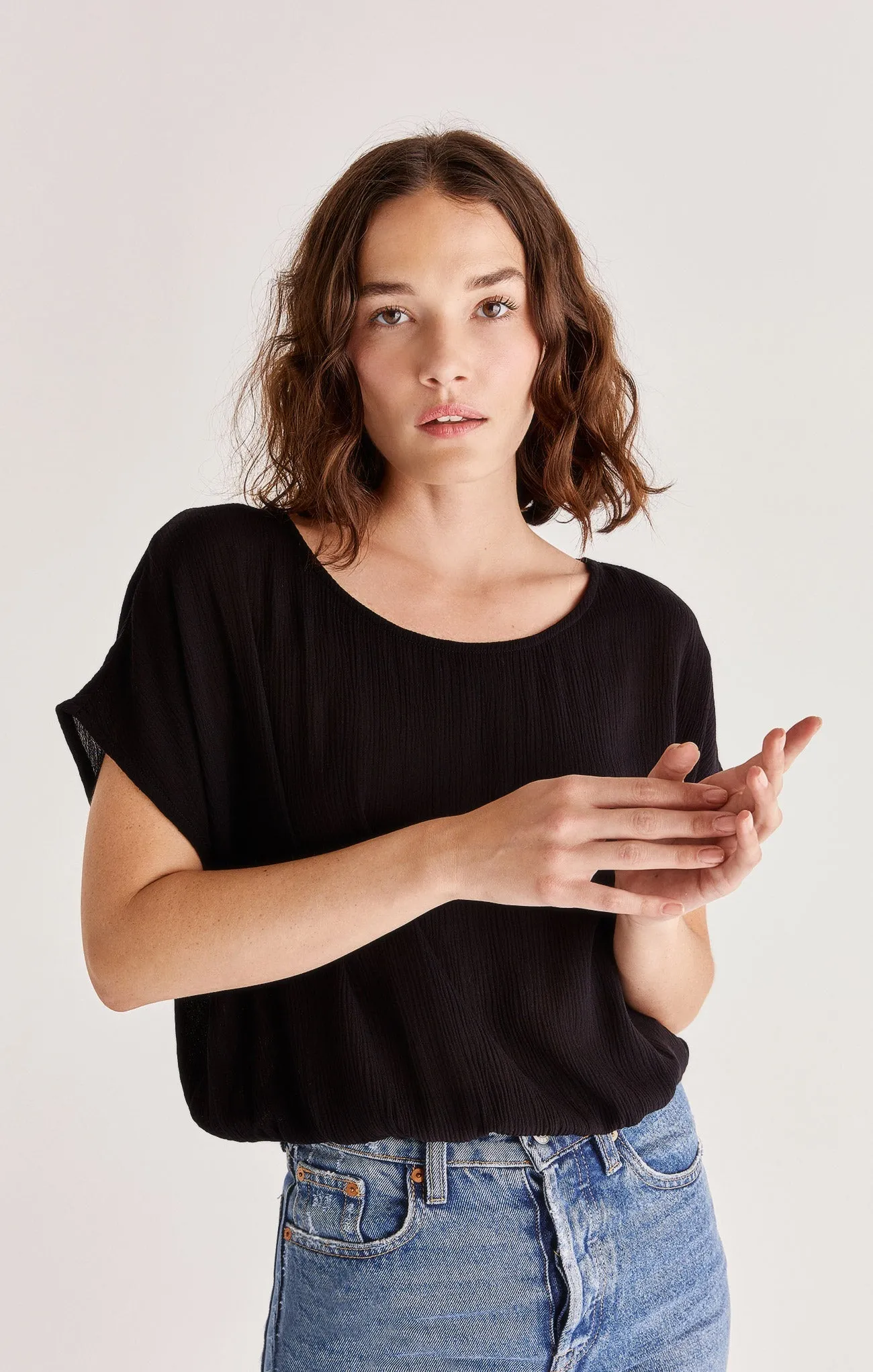 Z Supply Ollie Crinkled Top - Black