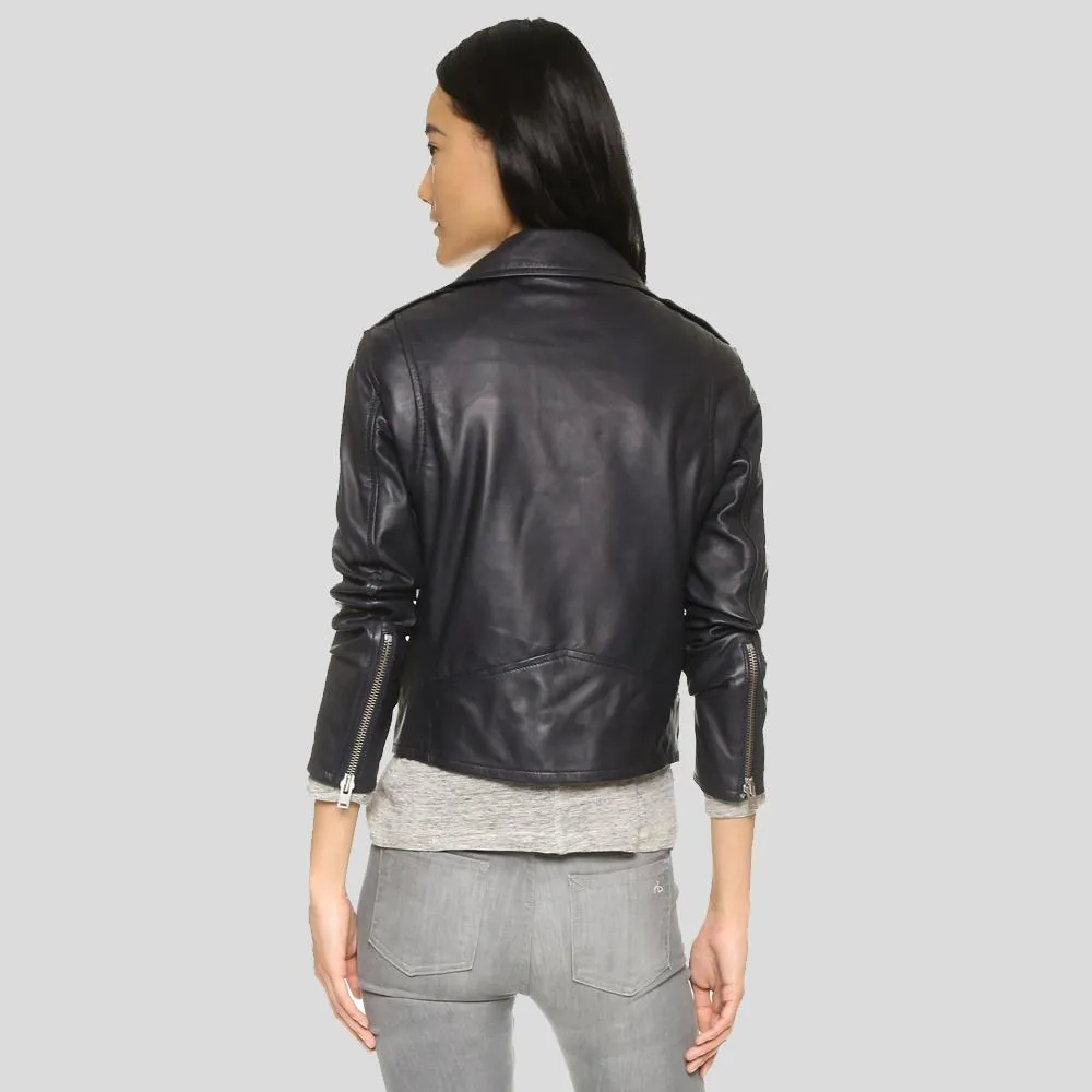 Zora Black Biker Leather Jacket